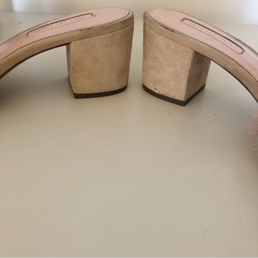 Avec Les Fillies Maya Pink Chiffon Slide Block Heel. Size 8. - Picture 9 of 13